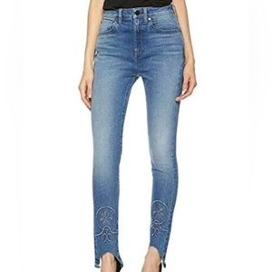 NWT AG HALE Piper High Waist Skinny Cut Hem Embroidered Jean Size 27